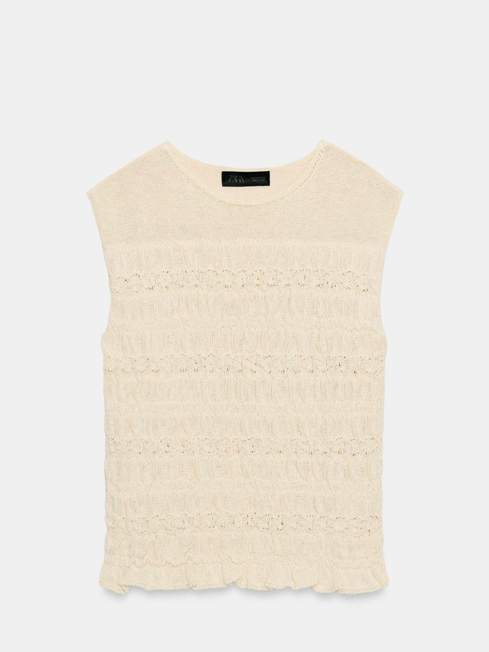 Zara Cream Sleeveless Knit Top